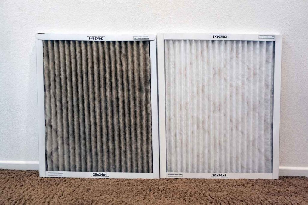 A comparison of clean and dirty air conditioning filters
